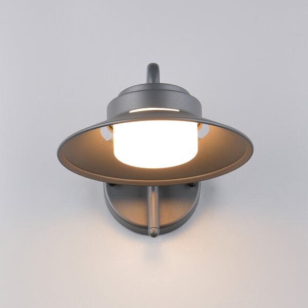 Trio Lighting Zunanja stenska svetilka Atrato, antracit, Ø 20 cm, kovina, zatemnjen, Črna, Aluminij