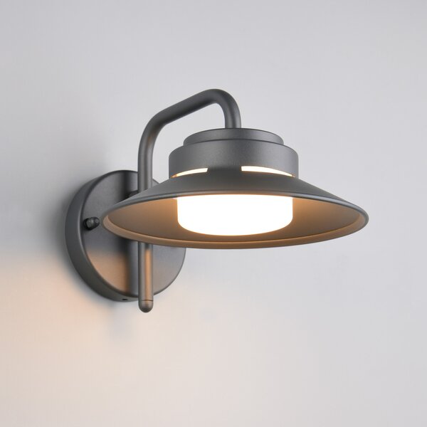 Trio Lighting Zunanja stenska svetilka Atrato, antracit, Ø 20 cm, kovina, zatemnjen, Črna, Aluminij
