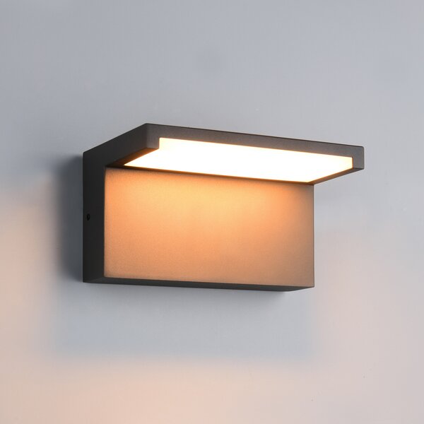 Trio Lighting LED zunanja stenska svetilka Ravi, antracit, širina 18 cm, kovina, IP65, Črna, Aluminij, Sodobni