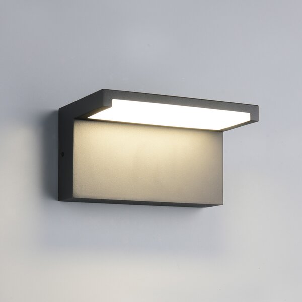 Trio Lighting LED zunanja stenska svetilka Ravi, antracit, širina 18 cm, kovina, IP65, Črna, Aluminij, Sodobni