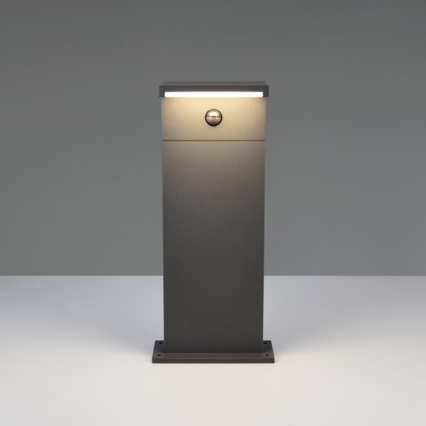 Trio Lighting LED-sokelna svetilka Ravi, antracit, višina 50 cm, senzor, IP54, Črna, Aluminij, Sodobni