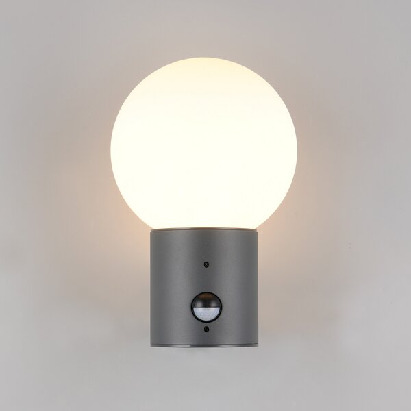 Trio Lighting Zunanja stenska svetilka Mures, antracit, višina 28 cm, kovina, senzor, Črna, Aluminij, Sodobni
