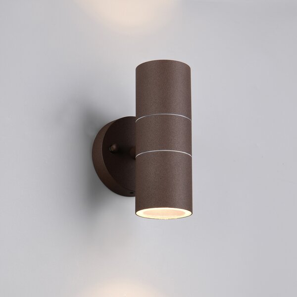 Trio Lighting Zunanja stenska svetilka Turia, barva rje, višina 16 cm, kovina, zatemnjen, Rjava / rjasta, Aluminij, Sodobni