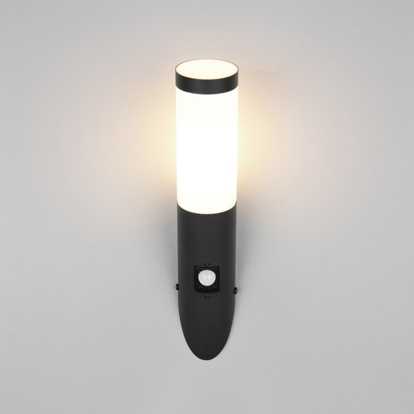 Trio Lighting Zunanja stenska svetilka Trioto, črna mat, 39 cm nerjaveče jeklo, senzor, Črna, Nerjaveče jeklo, Sodobni