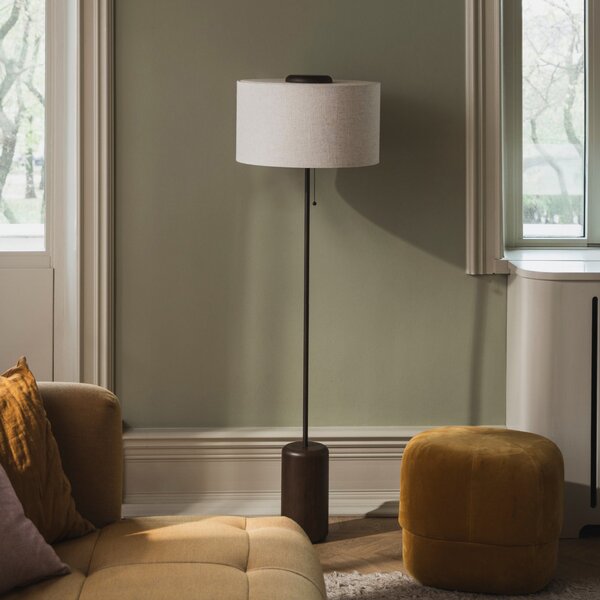 Globen Lighting Stojna svetilka Bosco, bež/rjava, višina 144 cm, Bež, Dnevna soba / jedilnica, Les