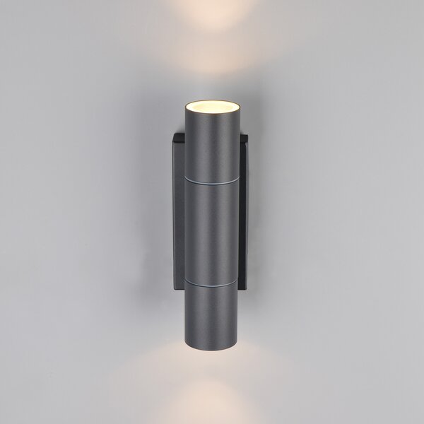 Trio Lighting Zunanja stenska svetilka Yamuna, antracit, višina 23 cm, kovina, IP65, zatemnjen, Črna, Aluminij, Sodobni