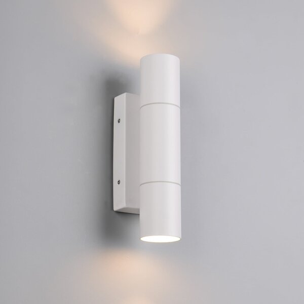 Trio Lighting Zunanja stenska svetilka Yamuna, bela mat, višina 23 cm, kovina, IP65, zatemnjen, Bela, Aluminij, Sodobni