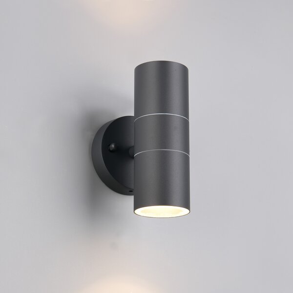 Trio Lighting Zunanja stenska svetilka Turia, antracitna, višina 16 cm, kovina, zatemnjen, Črna, Aluminij, Sodobni