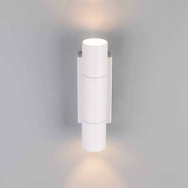 Trio Lighting Zunanja stenska svetilka Yamuna, bela mat, višina 23 cm, kovina, IP65, zatemnjen, Bela, Aluminij, Sodobni