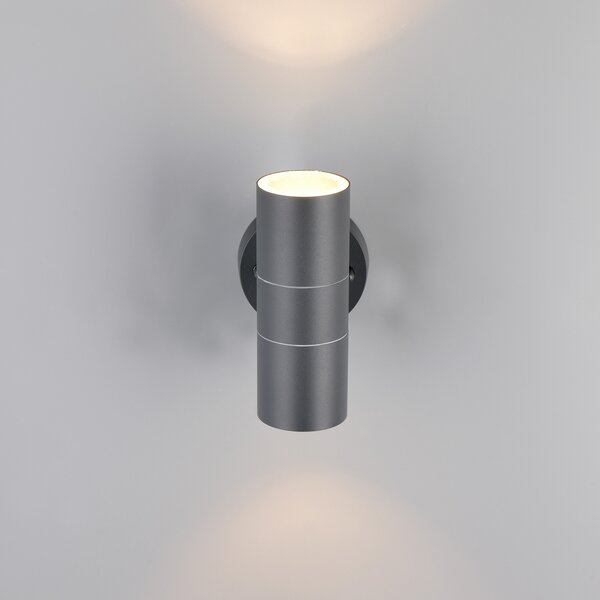 Trio Lighting Zunanja stenska svetilka Turia, antracitna, višina 16 cm, kovina, zatemnjen, Črna, Aluminij, Sodobni