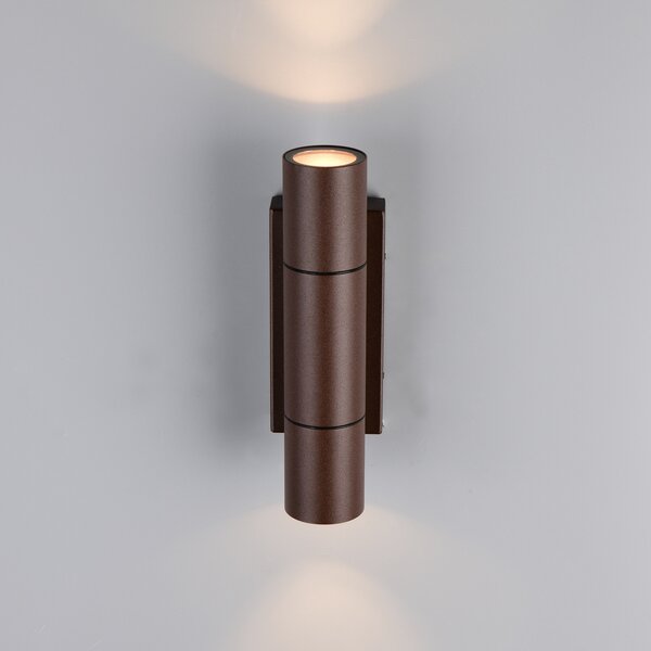 Trio Lighting Zunanja stenska svetilka Yamuna, barva rje, višina 23 cm, kovina, IP65, zatemnjen, Rjava / rjasta, Aluminij, Sodobni