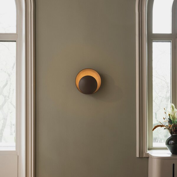 Globen Lighting stenska svetilka ORBIT, rjava, Ø 30 cm, vtič, Rjava / rjasta, Dnevna soba / jedilnica, Kovina, Dizajn
