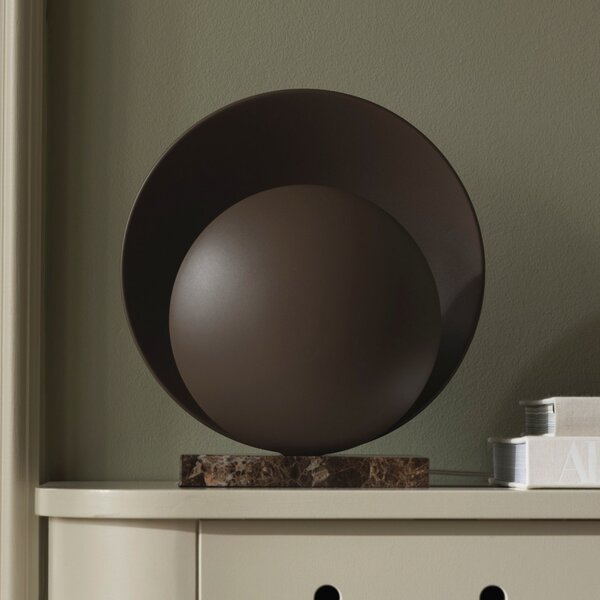 Globen Lighting namizna svetilka ORBIT, rjava, višina 32 cm, marmorni podstavek, Rjava / rjasta, Dnevna soba / jedilnica, Kovina, Dizajn