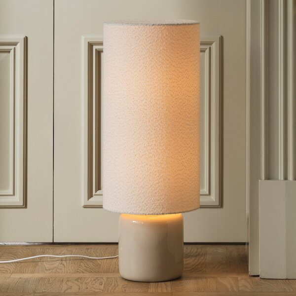 Globen Lighting Stojna svetilka Florian, bela/bež, višina 80 cm, Bela, Dnevna soba / jedilnica, Tkanine / tekstil