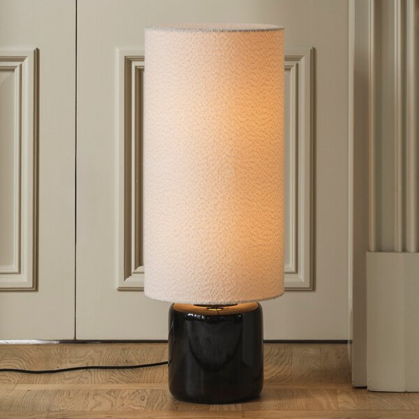 Globen Lighting Stojna svetilka Florian, bela/črna Višina 80 cm, Bela, Dnevna soba / jedilnica, Tkanine / tekstil