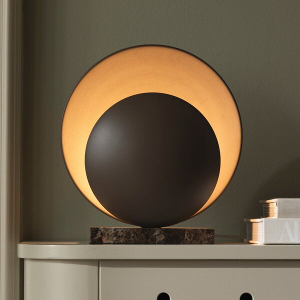 Globen Lighting namizna svetilka ORBIT, rjava, višina 32 cm, marmorni podstavek, Rjava / rjasta, Dnevna soba / jedilnica, Kovina, Dizajn