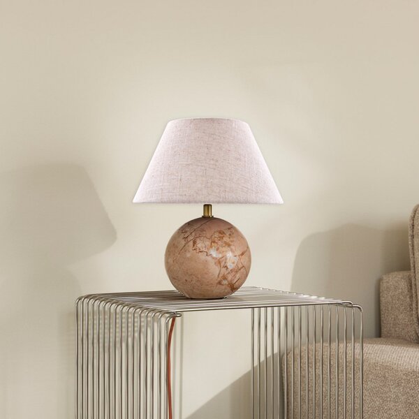 Globen Lighting namizna svetilka Castello, roza/bež, višina 28 cm, Bež, Dnevna soba / jedilnica, Tkanine / tekstil, Dizajn