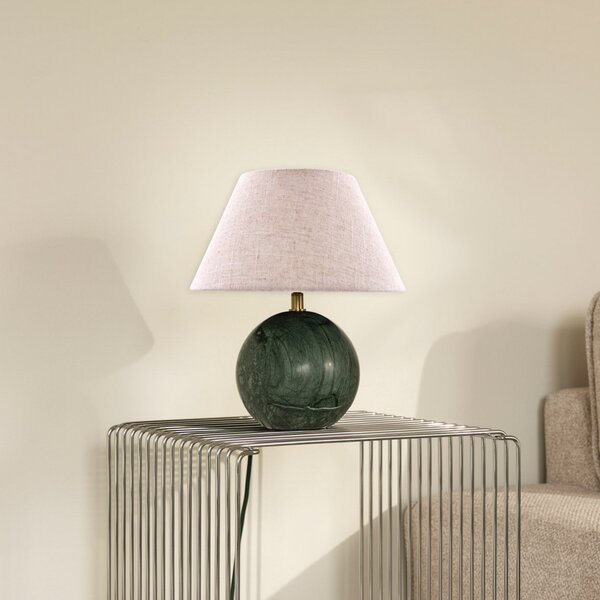 Globen Lighting namizna svetilka Castello, zelena/bež, višina 28 cm, Bež, Dnevna soba / jedilnica, Tkanine / tekstil, Dizajn