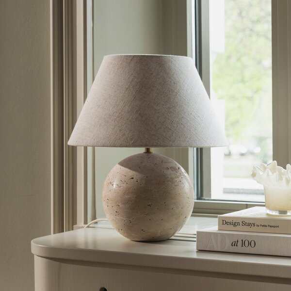 Globen Lighting namizna svetilka Castello, bež/bež, višina 38 cm, Bež, Dnevna soba / jedilnica, Tkanine / tekstil, Dizajn