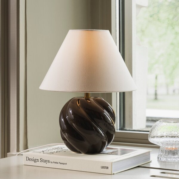 Globen Lighting namizna svetilka DAHLIA, bež/rjava, višina 31 cm, Bež, Dnevna soba / jedilnica, Tkanine / tekstil