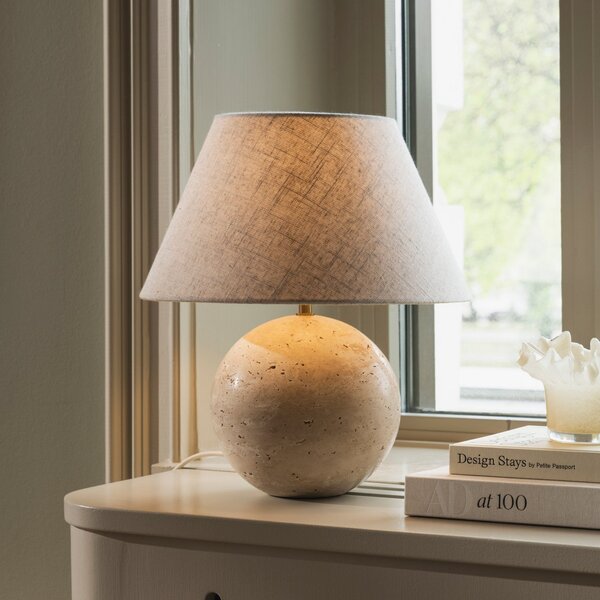 Globen Lighting namizna svetilka Castello, bež/bež, višina 38 cm, Bež, Dnevna soba / jedilnica, Tkanine / tekstil, Dizajn