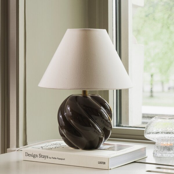 Globen Lighting namizna svetilka DAHLIA, bež/rjava, višina 31 cm, Bež, Dnevna soba / jedilnica, Tkanine / tekstil