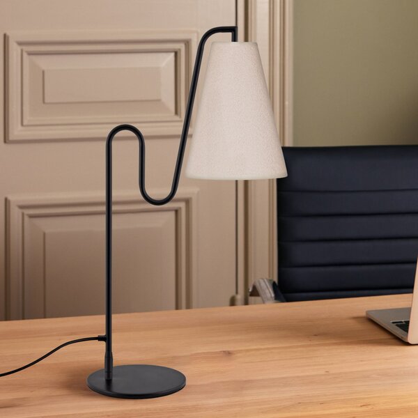 Globen Lighting namizna svetilka Lou, črna/bela, višina 55 cm, Bela, Dnevna soba / jedilnica, Tkanine / tekstil, Dizajn