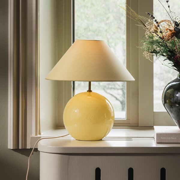 Globen Lighting namizna svetilka IRIS, rumena/rumena, višina 39 cm, Rumena, Dnevna soba / jedilnica, Tkanine / tekstil, Vintage