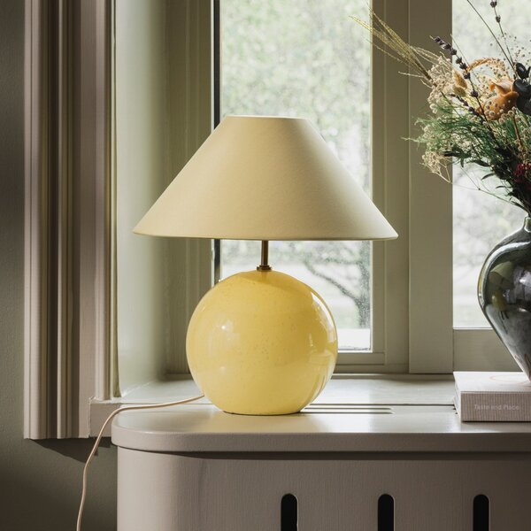 Globen Lighting namizna svetilka IRIS, rumena/rumena, višina 39 cm, Rumena, Dnevna soba / jedilnica, Tkanine / tekstil, Vintage