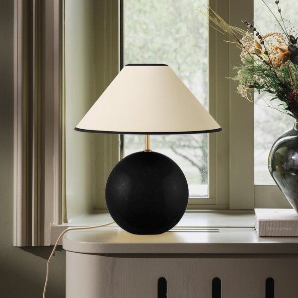 Globen Lighting namizna svetilka IRIS, bež/črna, višina 39 cm, Bež, Dnevna soba / jedilnica, Tkanine / tekstil, Vintage