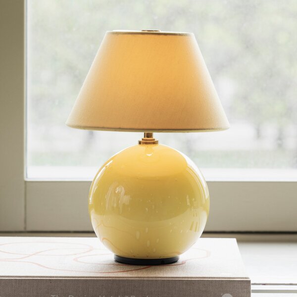 Globen Lighting Akku-Tischlampe IRIS, rumena/rumena, višina 23 cm, zatemnjen, Rumena, Dnevna soba / jedilnica, Tkanine / tekstil