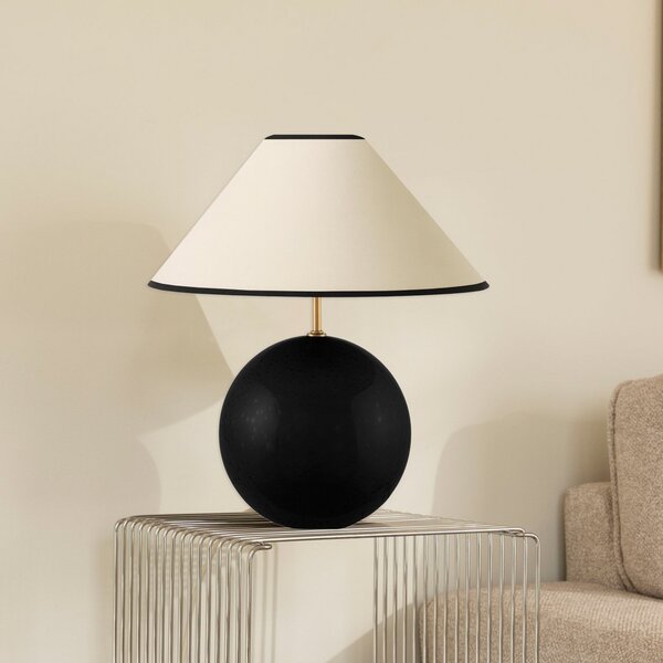 Globen Lighting namizna svetilka IRIS, bež/črna, višina 39 cm, Bež, Dnevna soba / jedilnica, Tkanine / tekstil, Vintage