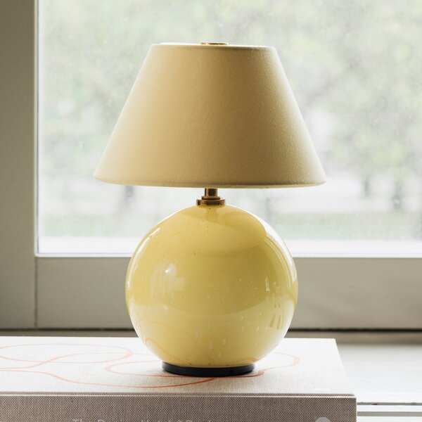 Globen Lighting Akku-Tischlampe IRIS, rumena/rumena, višina 23 cm, zatemnjen, Rumena, Dnevna soba / jedilnica, Tkanine / tekstil