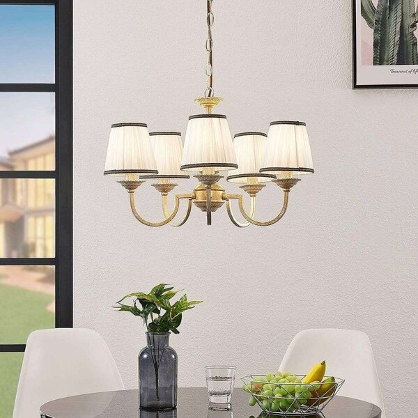 LindbyLindby - Lumiel 5 Lestenec Cream/Antique Brass Lindby