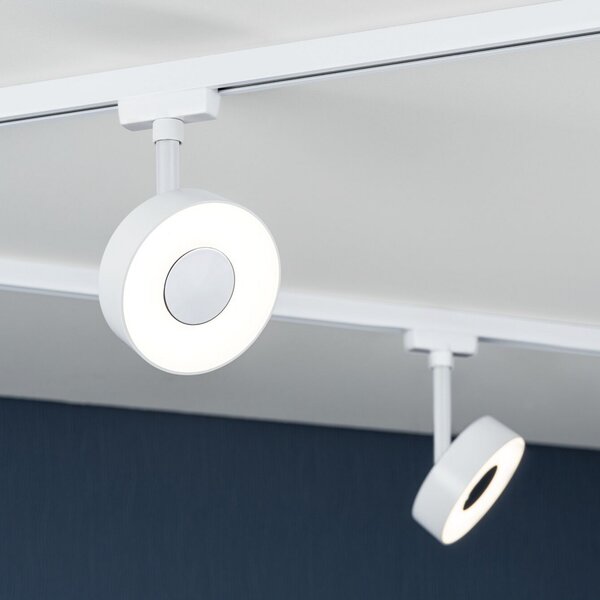 Paulmann URail LED-Spot Circle, 3-stopenjsko zatemnitveno, 4.000 K, signalno, zatemnjen, Bela, Dnevna soba / jedilnica, Kovina, Sodobni