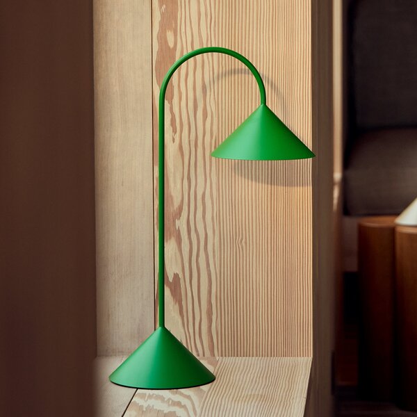 FRANDSEN LED-akumulatorska namizna svetilka Grasp, zelena, višina 47 cm, zatemnjen, Zelena, Kovina, Dizajn