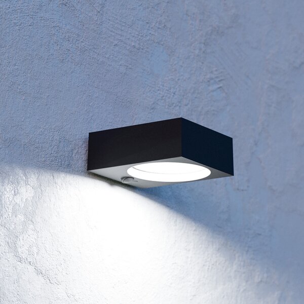 EGLO Sončna LED-stenna svetilka za zunanjo uporabo Darfano, črna, širina 14 cm, zatemnjen, Črna, Plastika, Sodobni, Stenska kotna