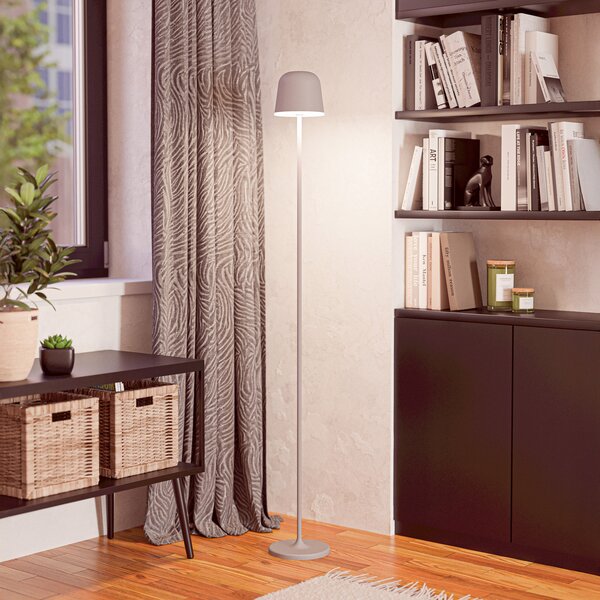 EGLO LED-terasa svetilka na baterije Mannera-L, siva, višina 140 cm, kovinska, zatemnjen, Siva, Aluminij, Sodobni