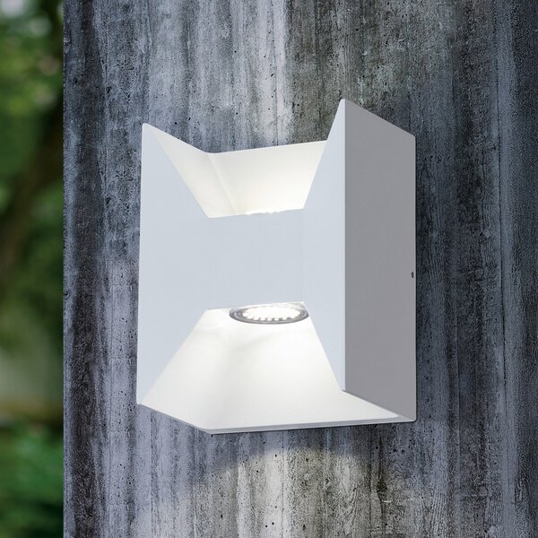 EGLO Zunanja LED-stenna svetilka Morino, bela, višina 18 cm, kovinska, Bela, Aluminij, Sodobni