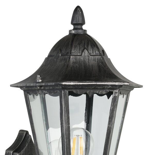EGLO Zunanja stenska svetilka Navedo, črna/srebrna, višina 42 cm, senzor, Črna, Aluminij, Antični