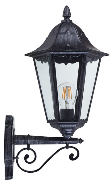 EGLO Zunanja stenska svetilka Navedo, črna/srebrna, višina 47 cm, svetloba usmerjena, Črna, Aluminij, Antični
