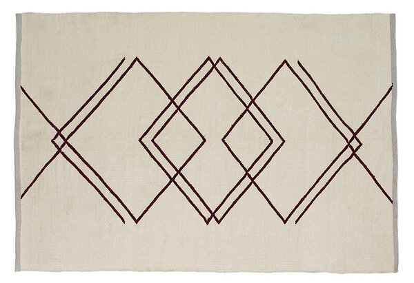 HübschHübsch - Rhomb Rug 120x180 White/Burgundy Hübsch