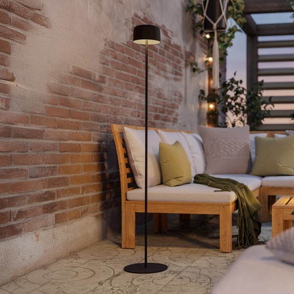 EGLO Sončna LED-terasa svetilka Roccanova-L, črna, višina 120 cm, Črna, Kovina, Sodobni