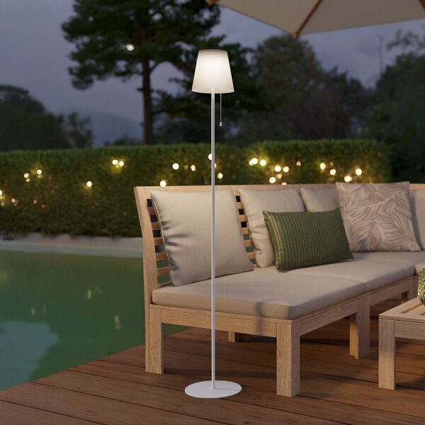 EGLO Sončna LED-terasa svetilka Scordiano-L, bela, višina 120 cm, Bela, Kovina, Sodobni