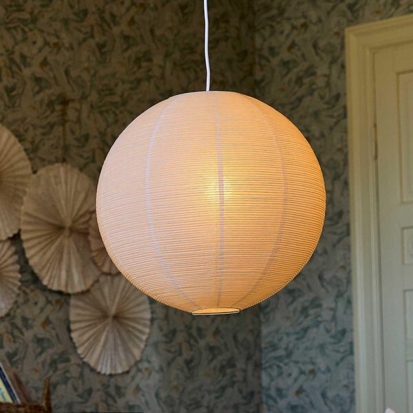 PR Home Visoka svetilka Haru, bež, Ø 50 cm, papir, E27, bel kabel, zatemnjen, Bež, Dnevna soba / jedilnica, Papir / karton, Globus