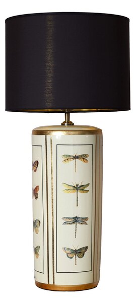 PR Home Namizna svetilka Lucca, črna, višina 67 cm, platno, keramika, Črna, Dnevna soba / jedilnica, Tkanine / tekstil, Vintage