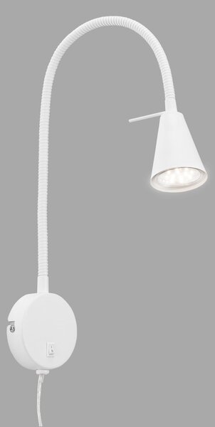 Briloner LED stenska svetilka Tusa, bela, kovinska, 45 cm, gibljiv ročaj, Bela, spalnica, Kovina, Sodobni