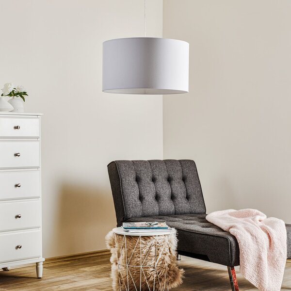 Duolla Obesna svetilka Roller, bela, Ø 45 cm, zatemnjen, Bela, Dnevna soba / jedilnica, Tkanine / tekstil, Sodobni