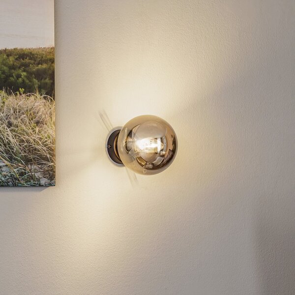 EMIBIG LIGHTING Stenna svetilka Glassy, črna, grafit, steklo, E14, Ø 14 cm, zatemnjen, Črna, Dnevna soba / jedilnica, Steklo, Sodobni, Globus