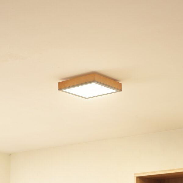 Lindby Laviona LED stropna svetilka, kvadratna, 30 cm, Les, Dnevna soba / jedilnica, Les, Sodobni